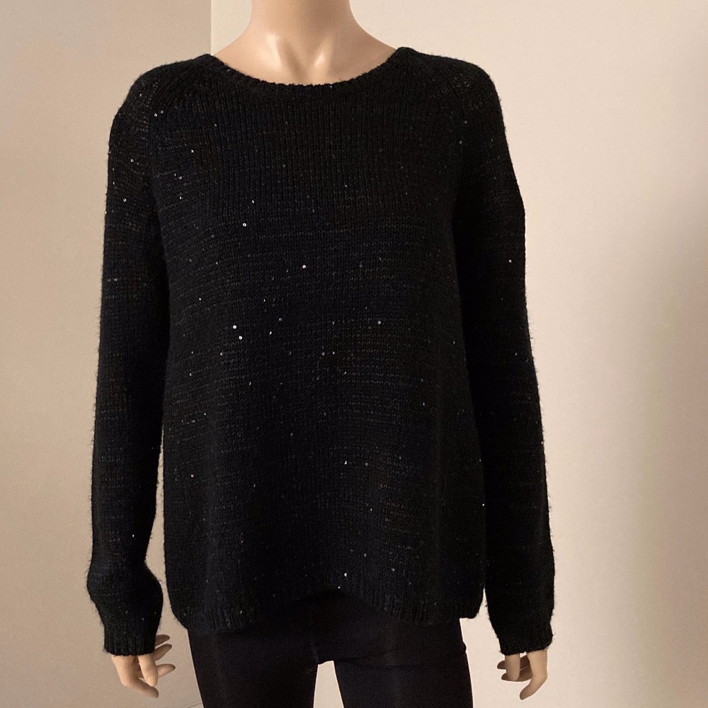 DEX / SWEATER / BLACK / SPARKLES / BACK CLOSING / SHEAR LINING / SIZE M / NWT